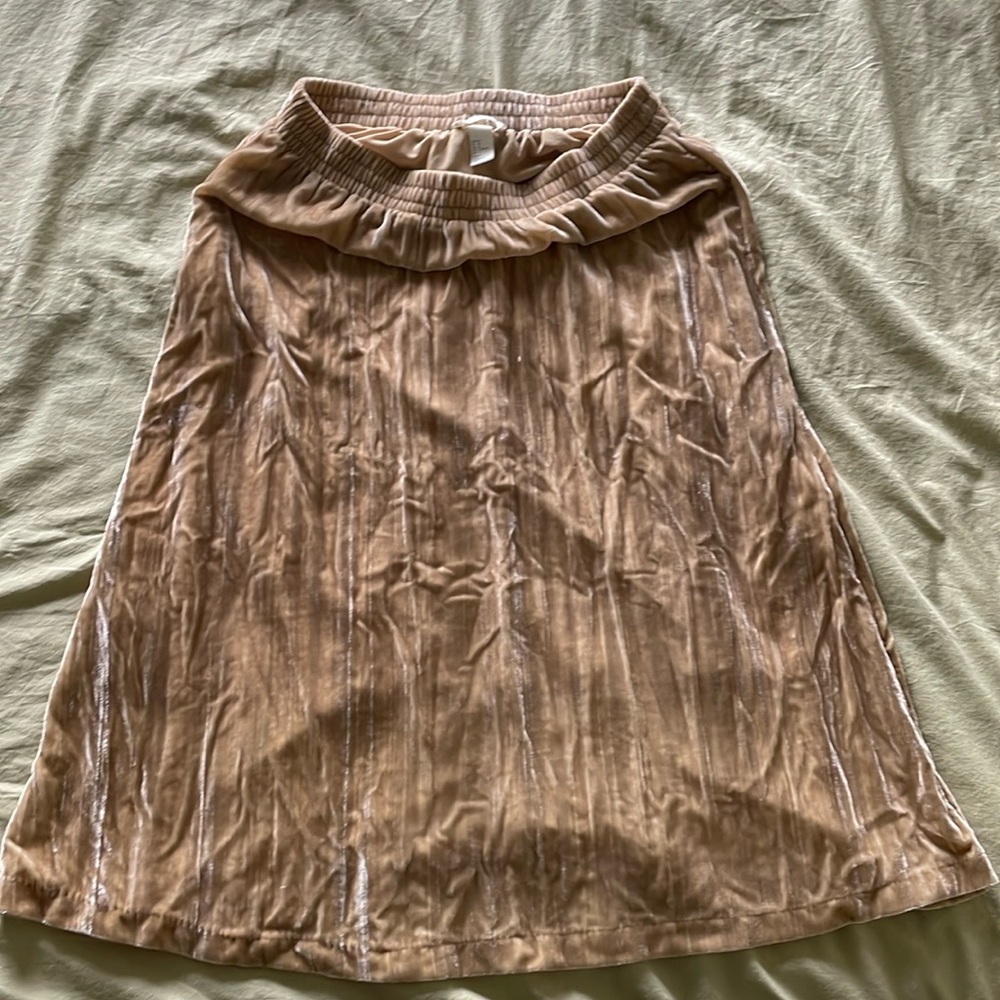VTG EUC H&M Velour Skirt Maxi Long Casual Relaxed Fit A-Line Pull On  Beige Sz M